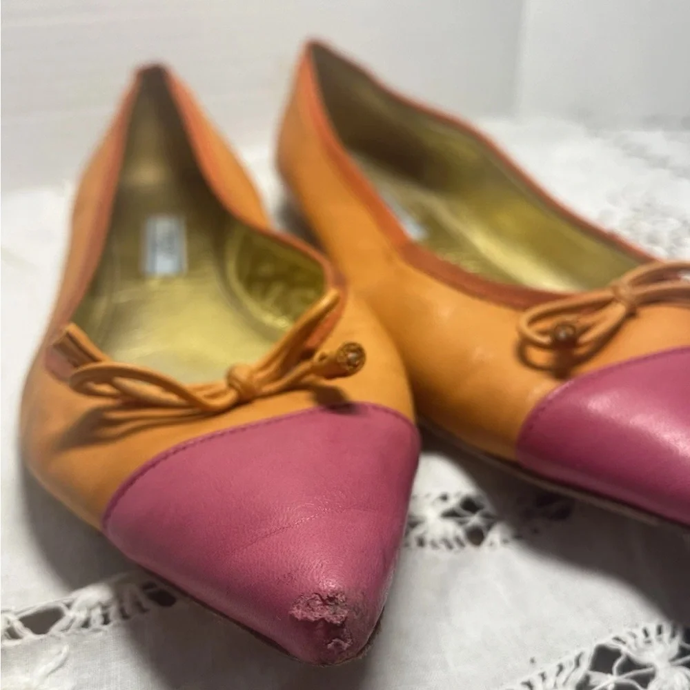 Prada Women's Vibrant Orange and Pink Flats - Picture 4 of 7